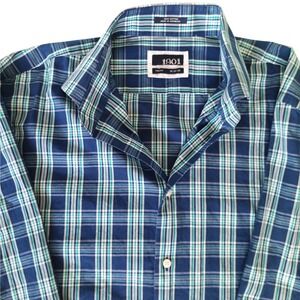 1901 trim fit dress shirt NWOT 1901 Mens Trim fit Button up shirt size 16 white B6